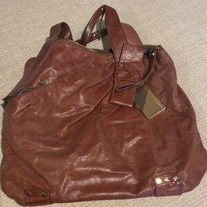 Vince Camuto Chestnut Brown Leather Shoulder Bag